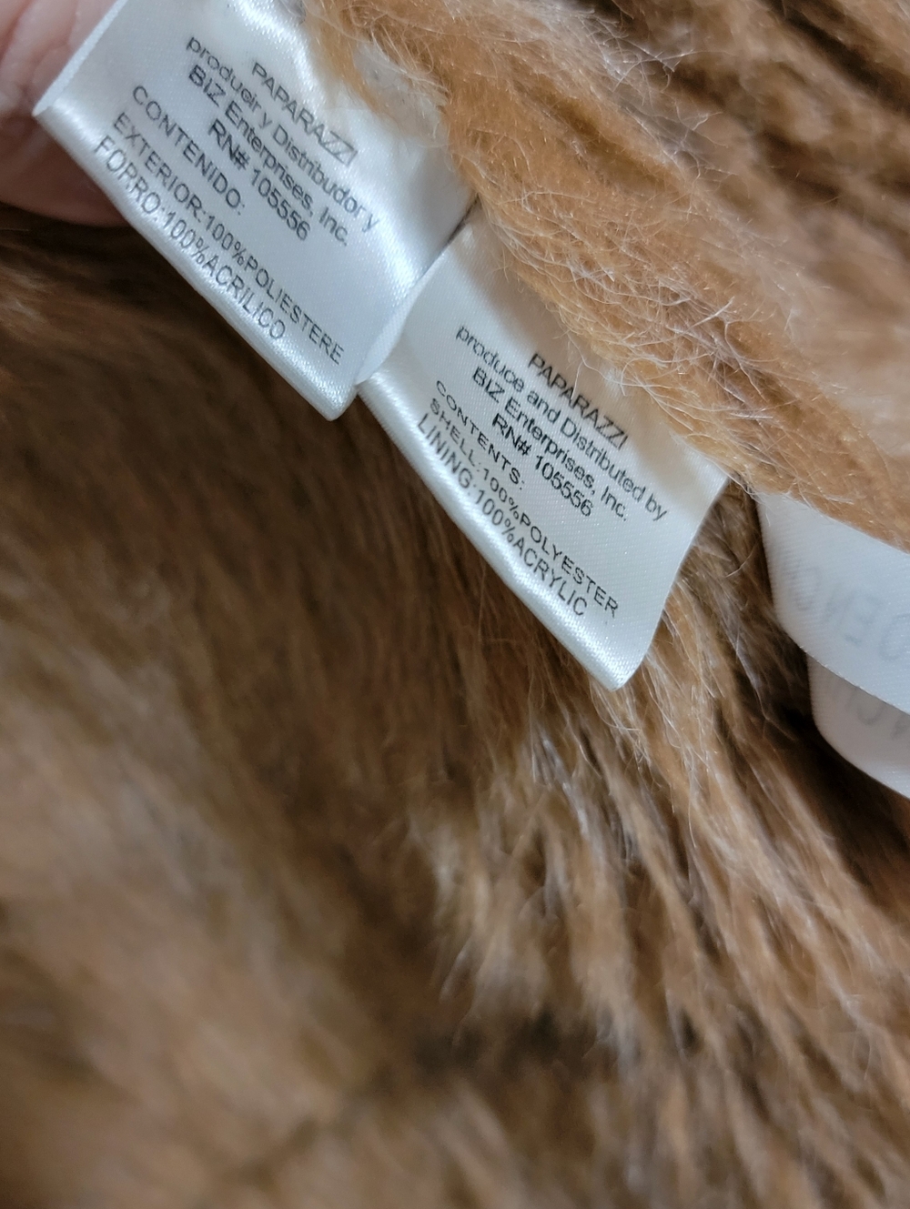 Paparazzi Tan/Brown Faux Shearling Trim Suede Jacket - Picture 4 of 5
